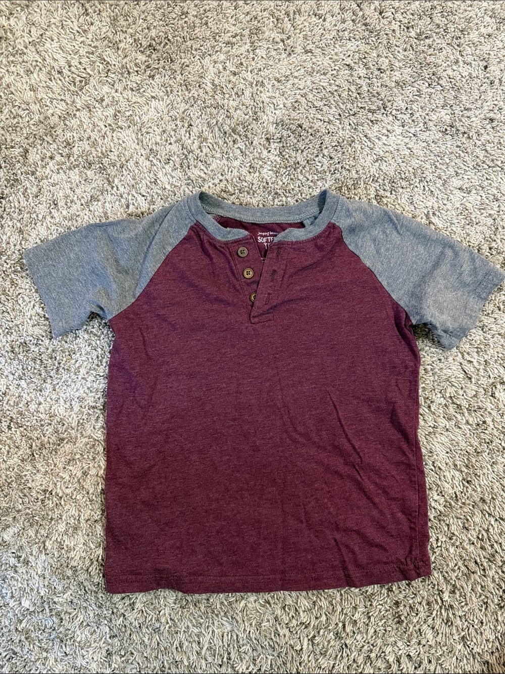 jumping beans Maroon & Gray Short Sleeve Henley Tee Size 6